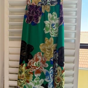 Leifsdottir Green Maxi Skirt with Multicolor Floral Design